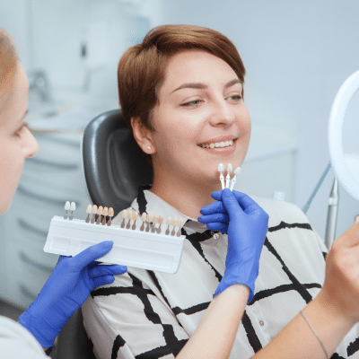 Patient at the dentist for cosmetic dentistry
